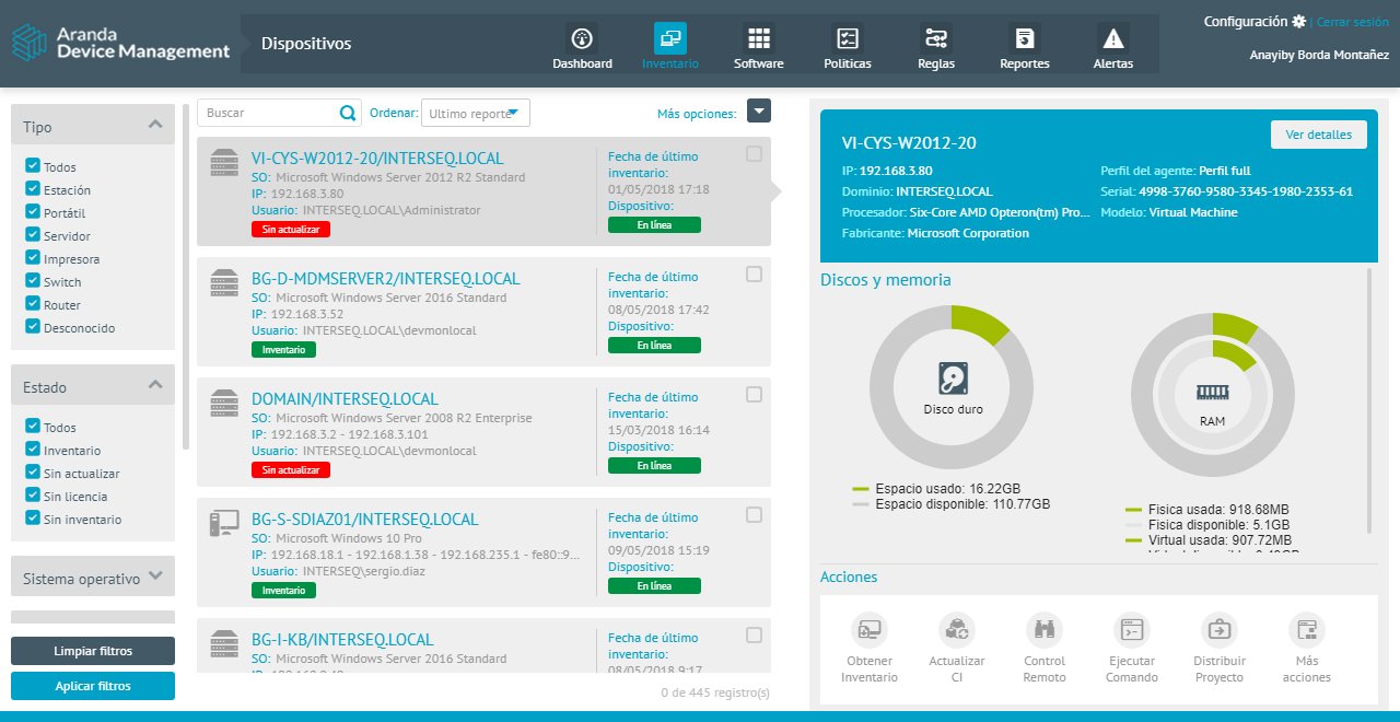 screenshot of Aranda Device Management